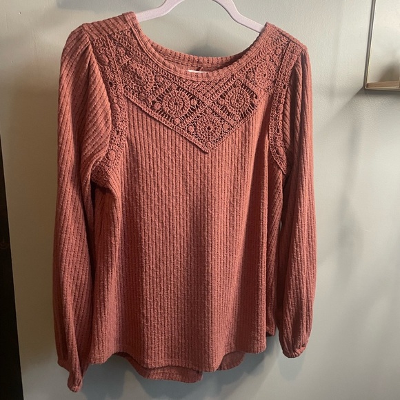 Rust Textured Long Sleeve Top - Picture 1 of 3